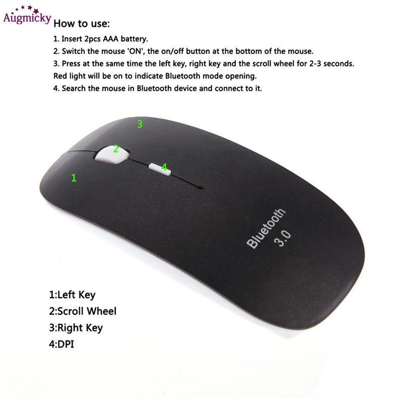 Ультра тонкая 1600 dpi Bluetooth 3,0 Беспроводная оптическая мышь игровая офисная мышь для Windows 7/8. 0/8. 1/10 для Android для планшета Mac os