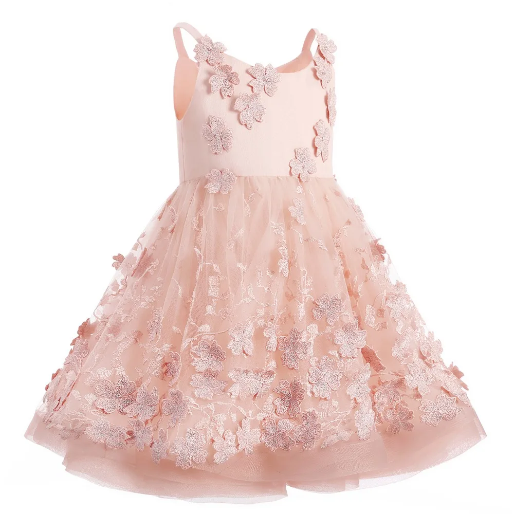 

Floral Girls Dress Bliheart Children Toddler Tulle Applique Party Vestido Princess Dress Costume Sleeveless Ball Gown