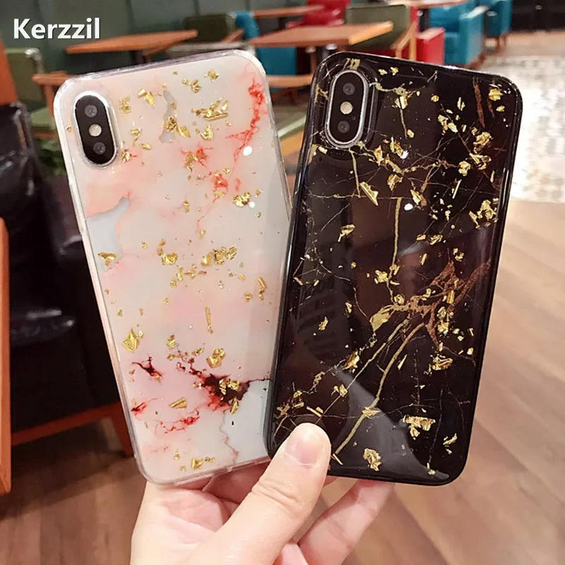 Роскошный чехол Kerzzil из фольги и мрамора для iphone 6 S X 7 8 Plus модные крутые