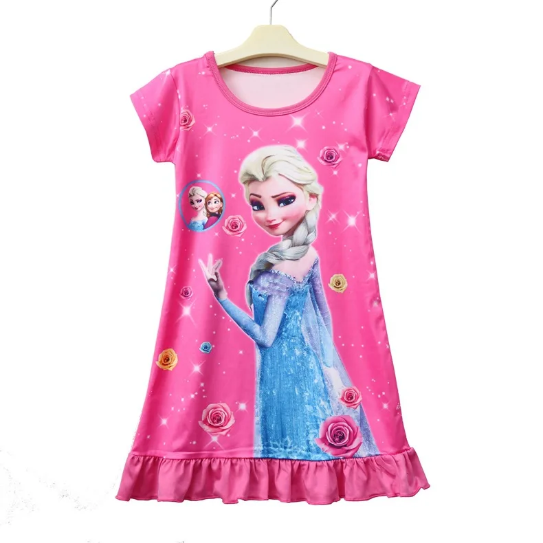 Disney princess robes summer girl nightdress baby nightgowns Frozen Elsa children's dress home clothing sleepwear pajamas top