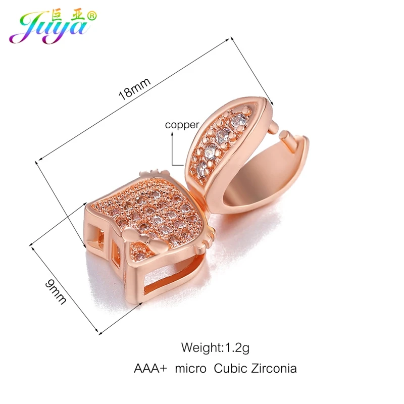 Rose Gold Juya DIY серьги, основные ювелирные изделия, ручная работа, зажим для байки, бусина с зажимом, колпачки, аксессуары для женщин, кристалл, агат, изготовление ювелирных изделий - Цвет: Rose Gold