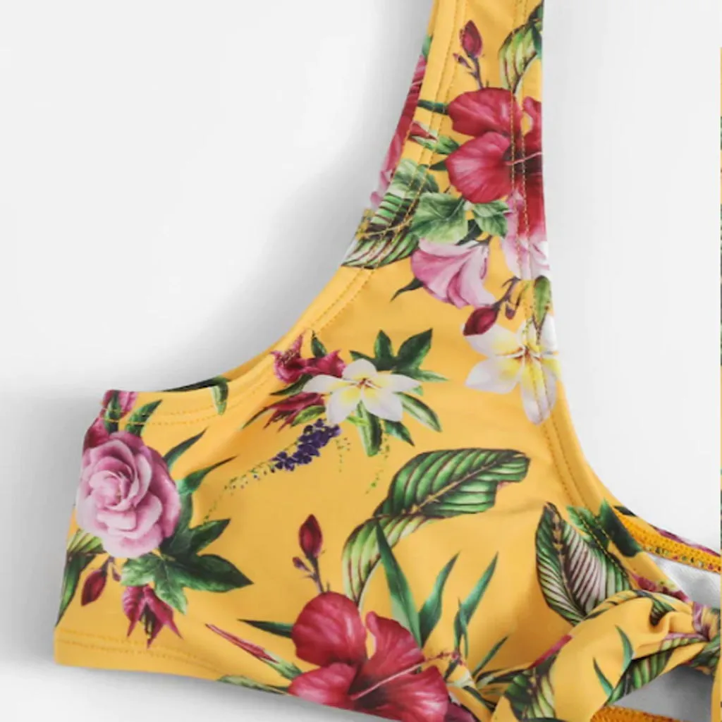 Fashion bikinis 2019 mujer push up kapielowy stroje Women Printed bowknot High-Waisted Two Pieces Bikini Swimsuit Beachwear |