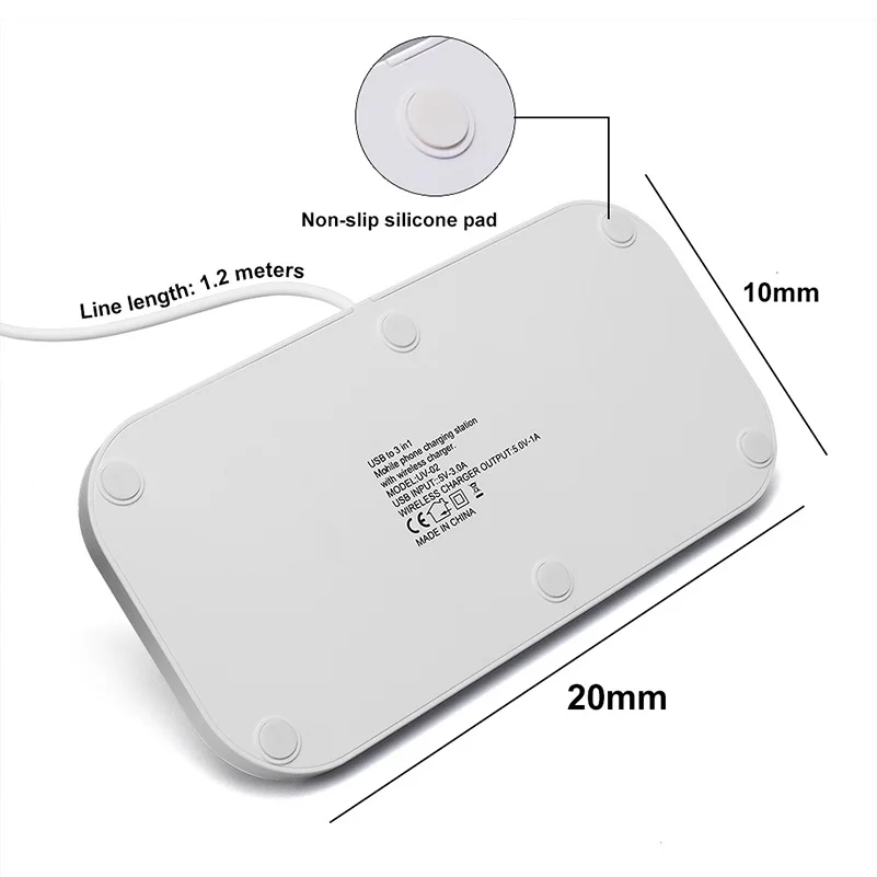 3 в 1 Беспроводное зарядное устройство для iPhone X 8 Plus Samsung S8 S9 Android Micro USB Type-C зарядная