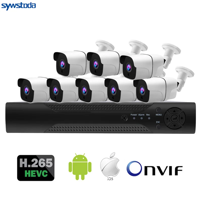 Камера видеонаблюдения 8 каналов POE 2 МП аудио NVR H.265 ночное видение
