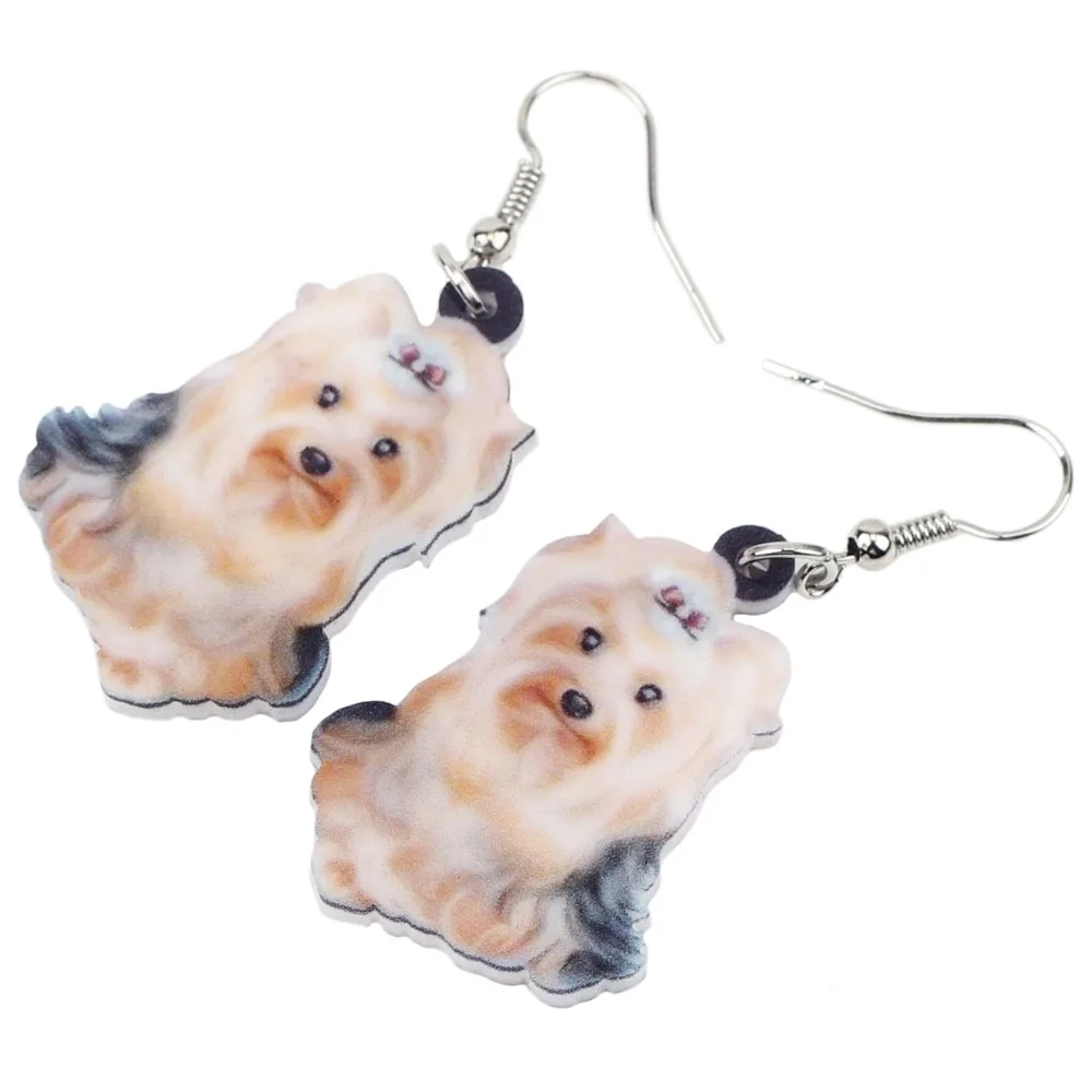 Акриловые Мультяшные висячие серьги WEVENI в виде йоркширского терьера дешевые