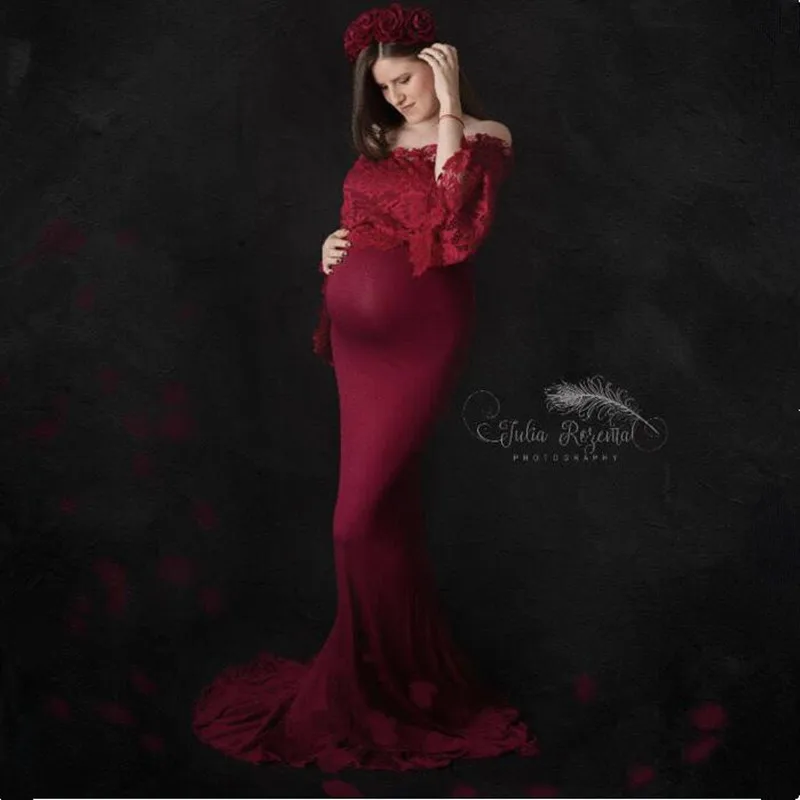 Maternity Photography Props Dresses Plus Size Sexy Lace Fancy Pregnancy Prom Party White Gown Dress Vestidos | Мать и ребенок