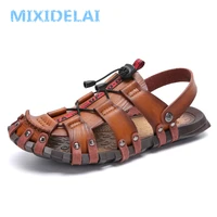 mixidelai new hot sale mens sandals leather men summer shoes leisure slippers flip flops men comfortable footwear soft sandal