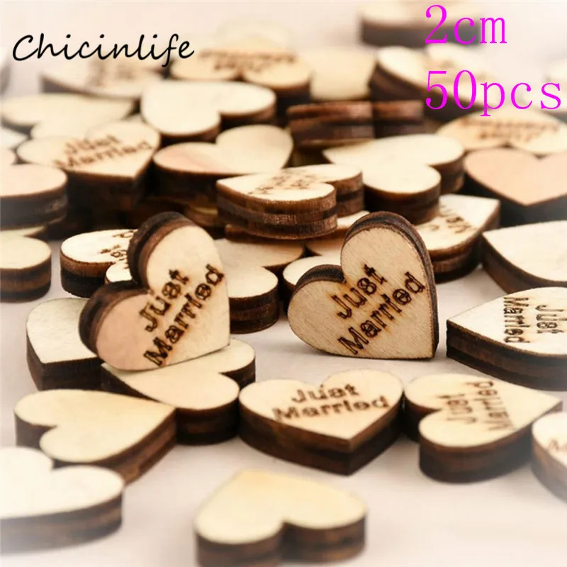 Chicinlife 50 шт. 15 мм влюбленное сердце деревянные конфетти только что Свадебный