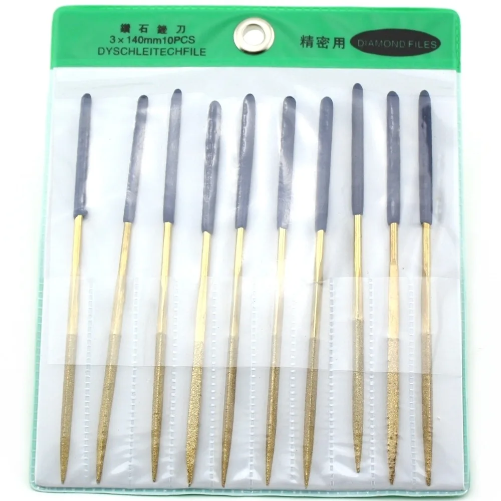 10Pcs Diamond Coated HALF ROUND Needle File Titanium Repair |