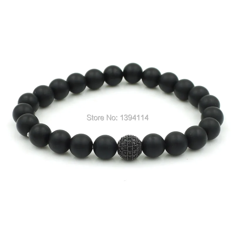 8 мм микро проложить Черный CZ круглый шар бусины &amp Матовый Агат e круглые из