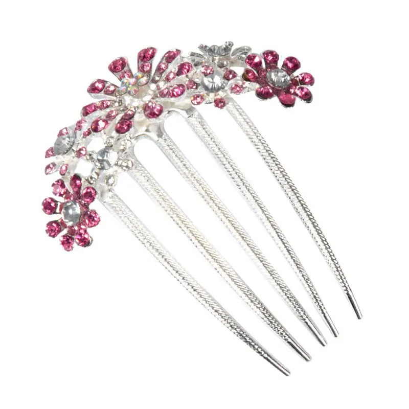 Pink Модный стиль Blingbling шпилька сплав В ролях цветок лепесток волосы красивый гребень заколка для волос жемчужный гребень аксессуар для волос - Окраска металла: Pink