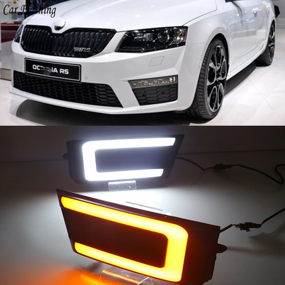 Автомобильная проблесковая 1 набор 12V ABS светодиодный для Skoda Octavia RS A7 2016 2017 DRL