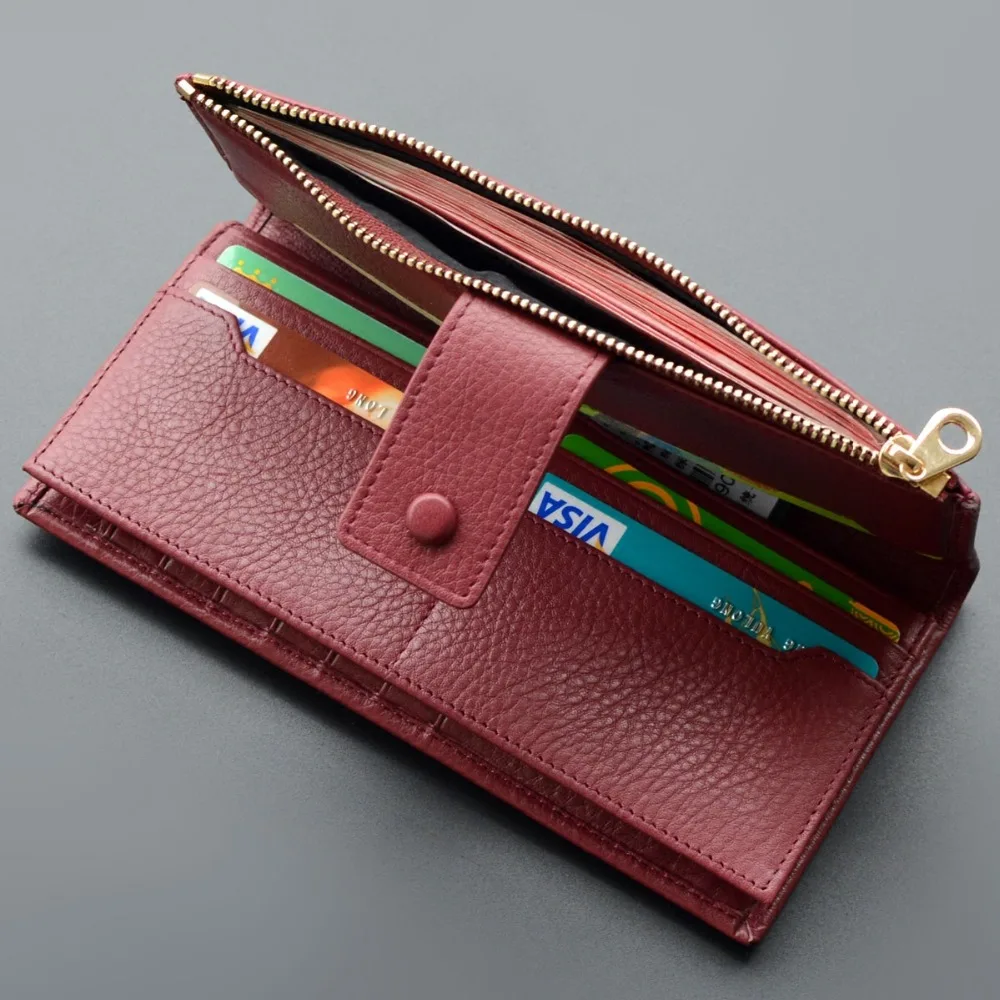 Кошелек женский из натуральной кожи вместительный длинный|Женские кошельки| |