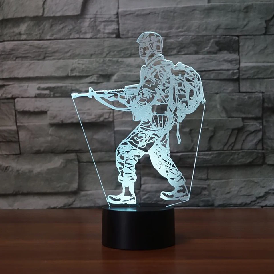 3D визуальный светодиодный ночной Светильник беговые воин Usb Спальня ночники 7