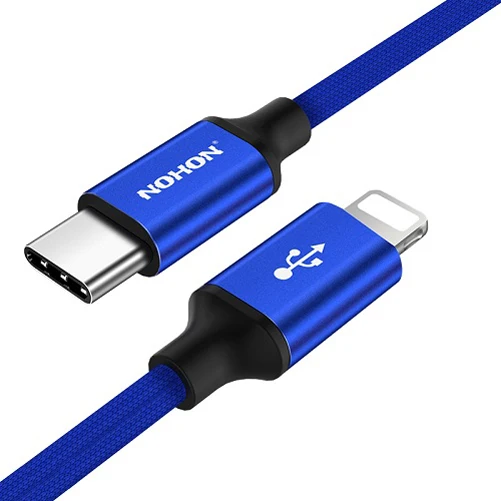 Nohon кабель type-C для Lightning для iPhone X 8 Plus 8 P, кабели для быстрой зарядки и синхронизации данных, зарядка для iPhone 7 6S 6 Plus 5S - Цвет: Blue