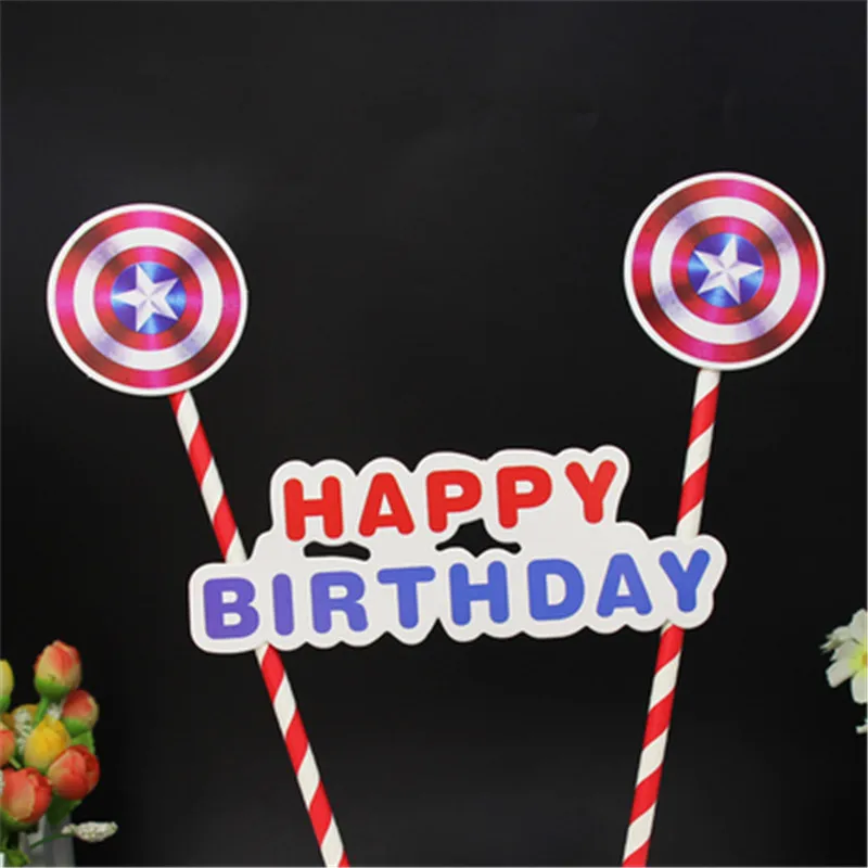 Design 4 the avengers toys superhero decorations cupcake toppers baby kids birthday parties decorations captain america cake topper - Цвет: Design 4