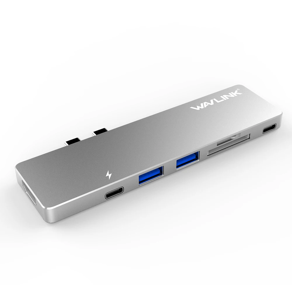 Wavlink два порта USB C концентратор к HDMI адаптер 4K usb type-C концентратор 3,0 Вт/SD/Micro SD кард-ридер usb c двойной hdmi для MacBook Pro - Цвет: Silver Color