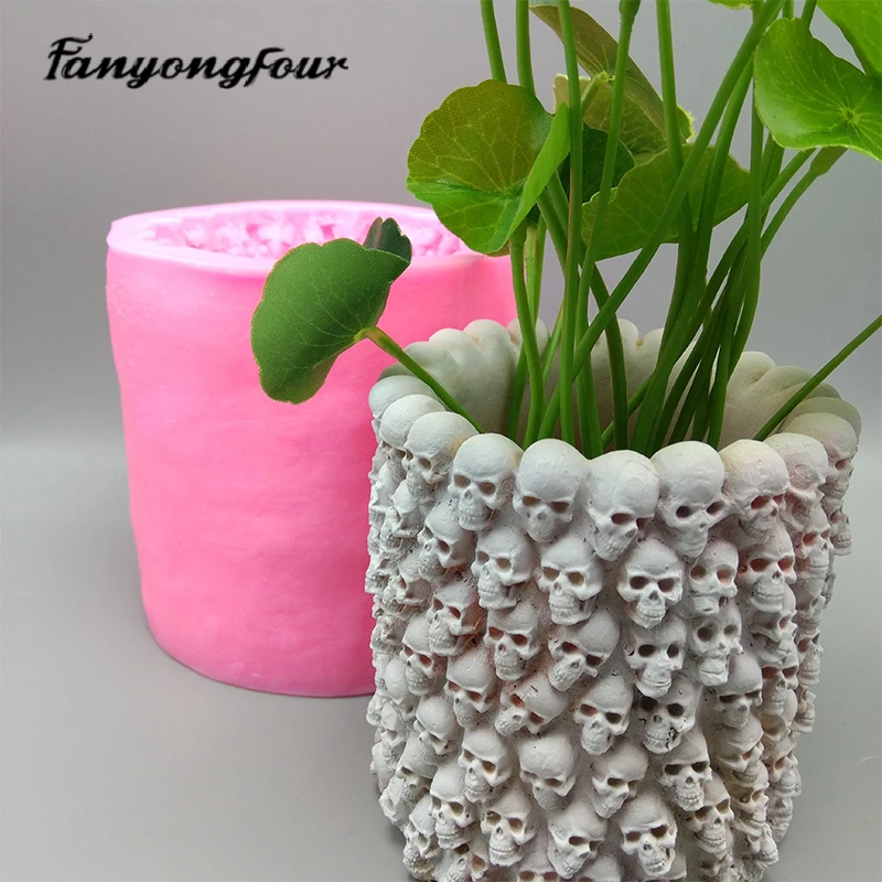 3D череп цветочный горшок силиконовая форма для выпечки формы смолы гипса