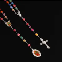 New 6mm religious soft ceramic beads soft clay rosary Catholic necklace charm pearl color. Guadalupe necklace. 48 pieces