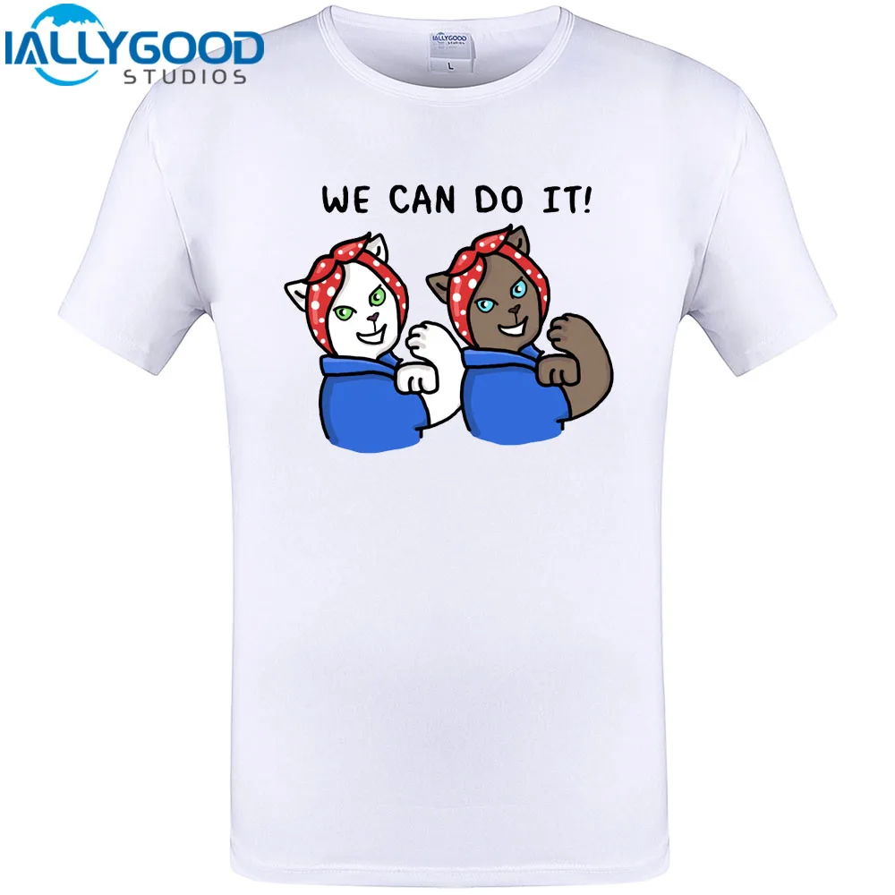 Фото Мы можем сделать это кошки Феминистская дизайн футболки летние шорты рукавом Для