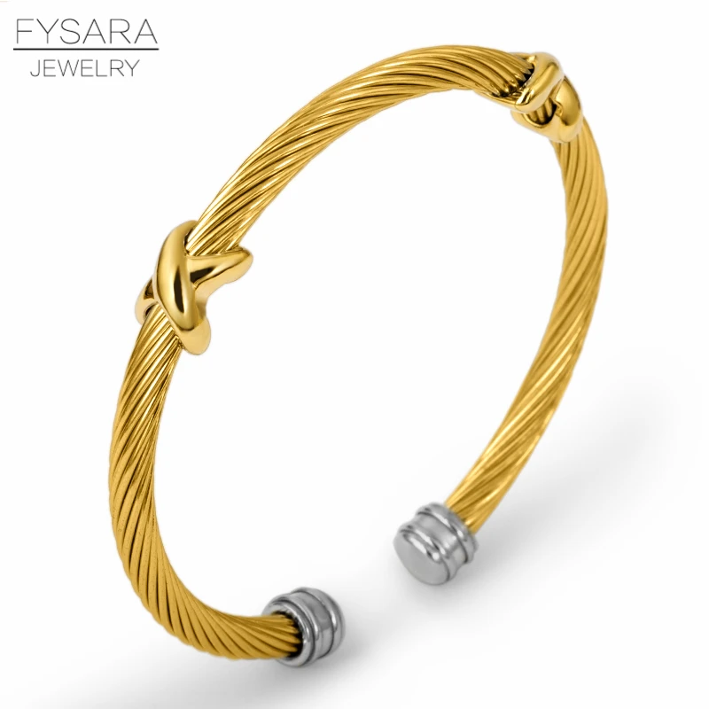 FYSARA леди крест браслет Очаровательная нержавеющая сталь полоса кабель проволока