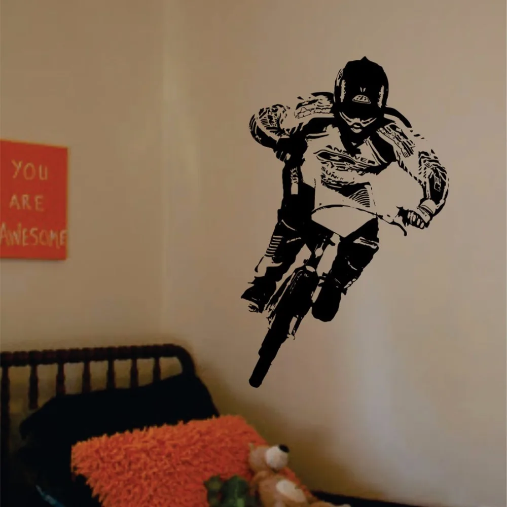 Настенные виниловые наклейки BMX для детской комнаты мальчиков и девочек декор