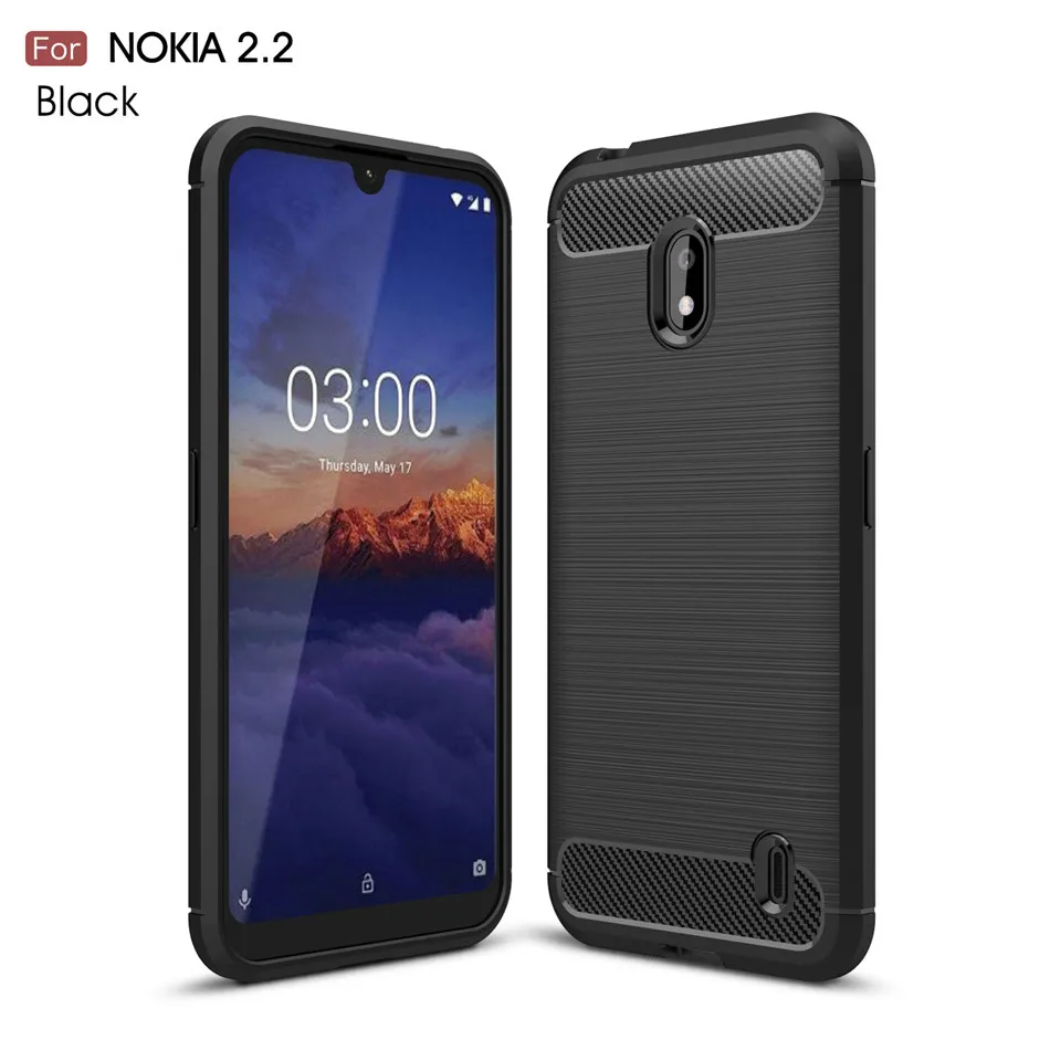 Черный Силиконовый чехол для Nokia 2,2 2 для Nokia 2,1 2V ударопрочный чехол из углеродного волокна TPU для телефона Nokia 2,2 - Цвет: Черный