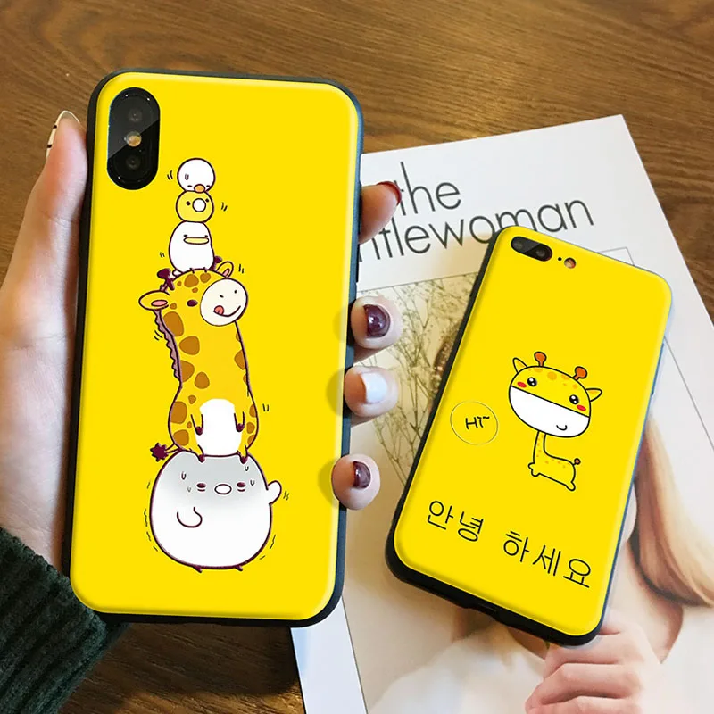 Cute Cartoon Giraffe Phone Case For iPhone 6 6S 7 8 Plus XS Max XR X 5 5S SE Shockproof Soft TPU Protective Back Cover | Мобильные