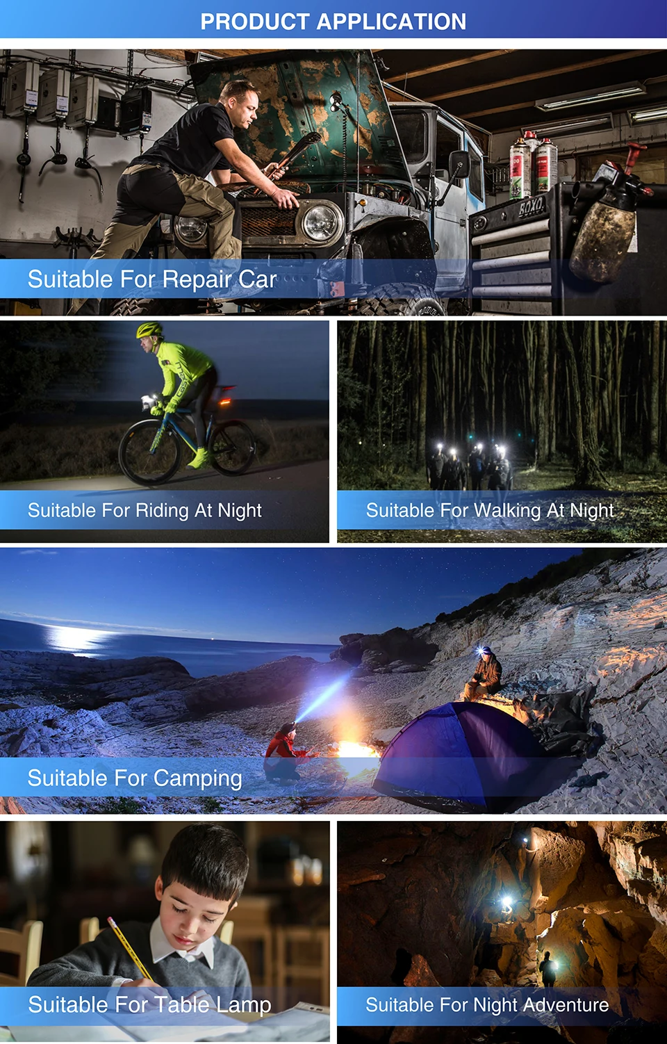 Portable LED Flashlight Multifunctional Waterproof Working Lamp Magnetic Base Flexible Gooseneck Adjustable Focus Light For BBQ