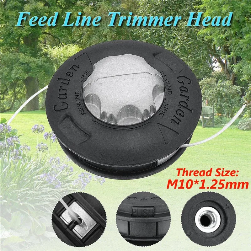 M10 Aluminum Nylon Brush Mower Bump Spool Grass Trimmer 2 Lines Cutter Head Thread Line String Saw | Инструменты