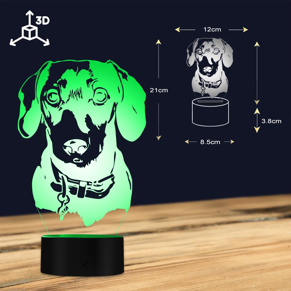 Такса светильник для съёмки портретов 3D Оптическая иллюзия света USB Современная