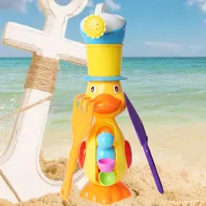 4PCS 14&quot Duck Waterwheel Bath/Beach Toys Color random Set Shovels Rakes Sprinkler Sand Bucket Party Favors for Kid(6231) | Игрушки и