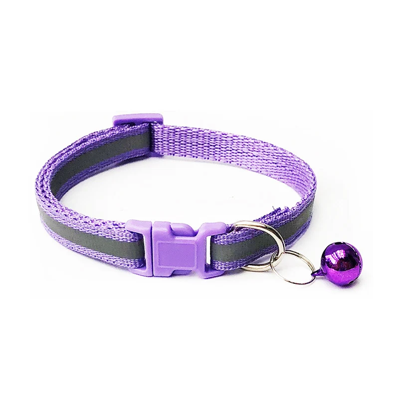 Light purple 1 шт. модное Полосатое ожерелье ошейник для домашних животных с колокольчиками регулируемый безопасный ошейник для щенка котенка собаки ошейник для кошек - Цвет: Light purple
