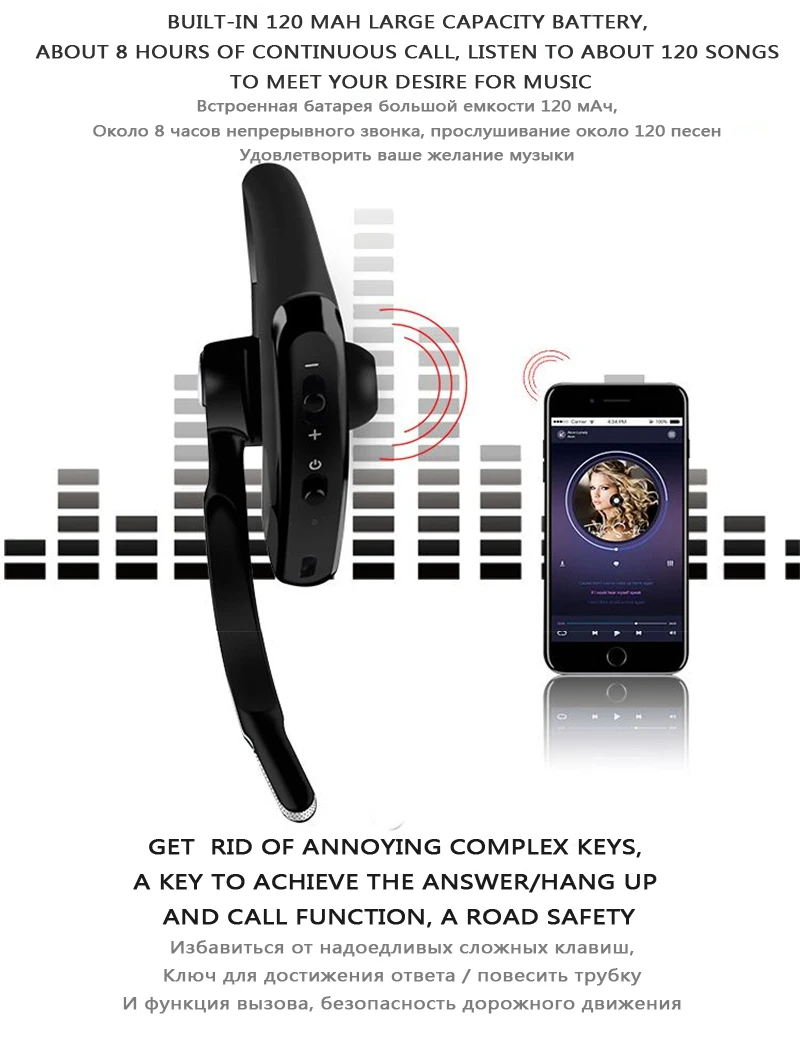 M& J, беспроводные bluetooth наушники, громкая связь, бизнес bluetooth гарнитура, наушники с микрофоном, голосовое управление, для спорта, шумоподавление