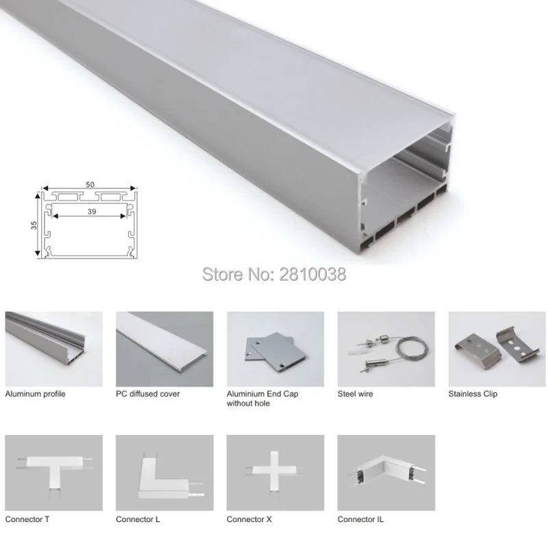 

100 X 1M Sets/Lot New arrival aluminum profile for led light and square led profile channel for suspension or pendant lights