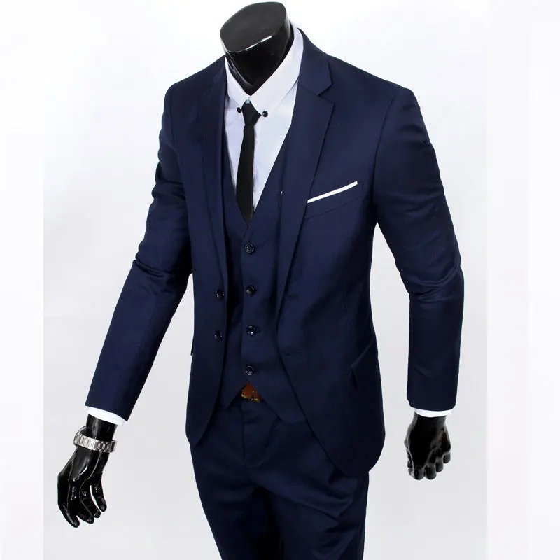 New European and American men's business casual Slim solid color suits three / sets large size (S-6XL) (jacket + pants vest) | Мужская