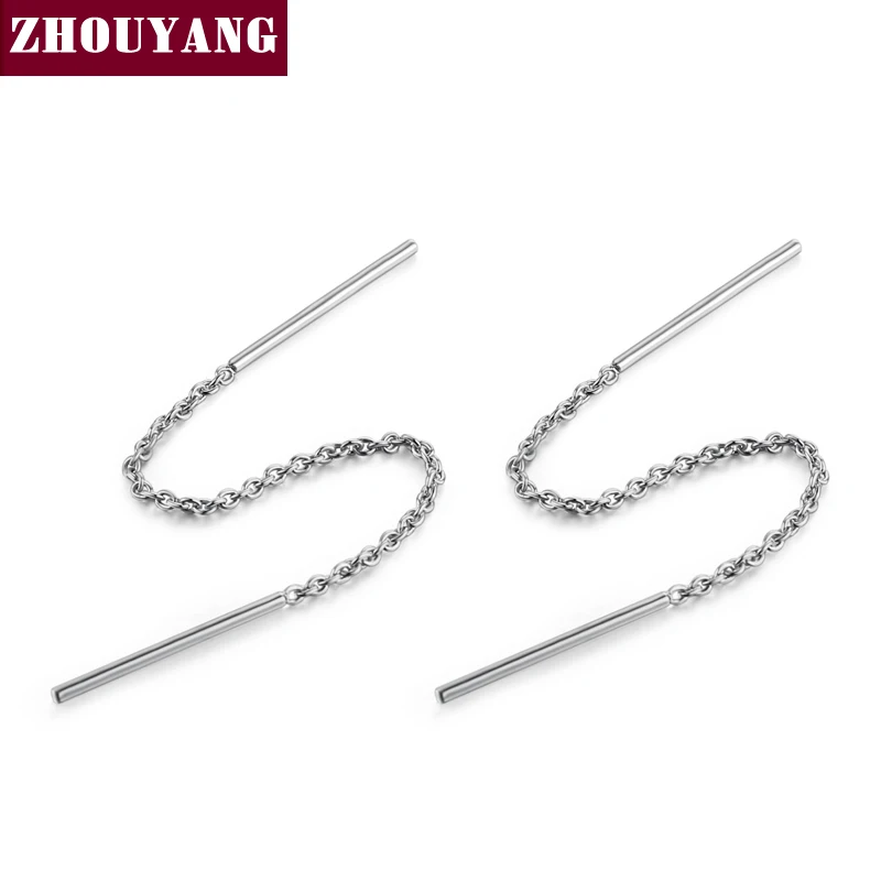 ZHOUYANG серьги-цепочки для женщин, простой стиль, без камня, розовые, золотые для ушей, модные ювелирные изделия ZYE236 ZYE237 - Окраска металла: E237