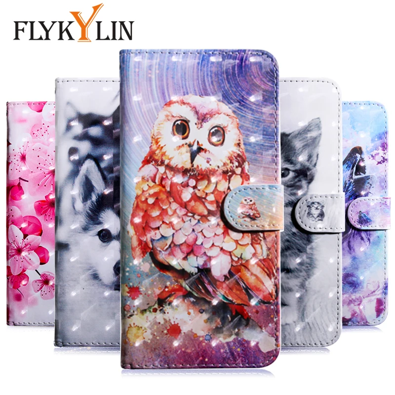 Кожаный чехол FLYKYLIN 3D для Huawei Y7 2019 чехлы на Prime Y 7 кошелек с откидной крышкой и