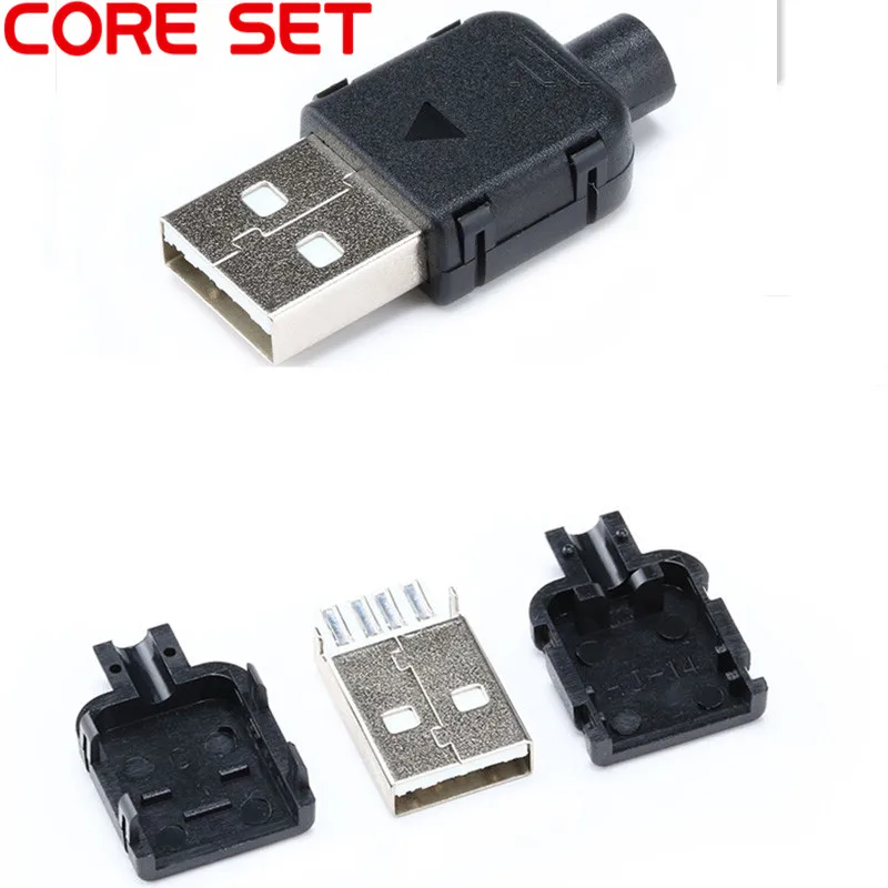 100 комплектов сделай сам разъем USB 2 0 штекер типа А 4 штырька сборный адаптер