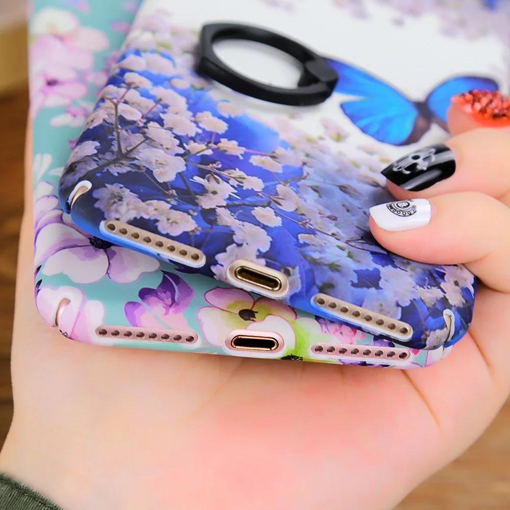 Cybors для iPhone 6 s/6 S Plus картина маслом цветка чехол 7/7 сзади крышка с палец пряжки|for