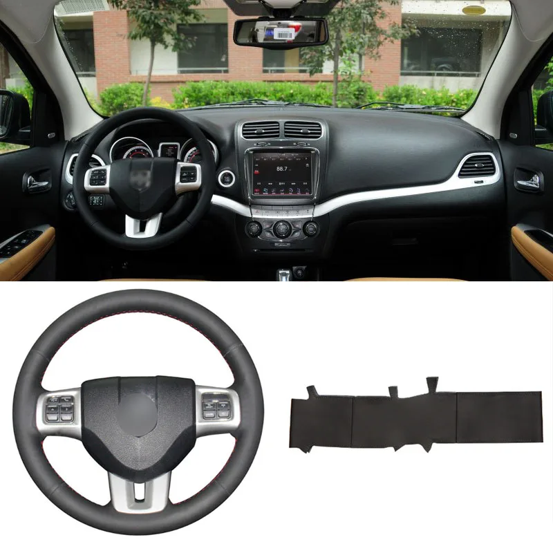 

DIY Sewing-on PU Leather Steering Wheel Cover Exact Fit For Dodge Journey