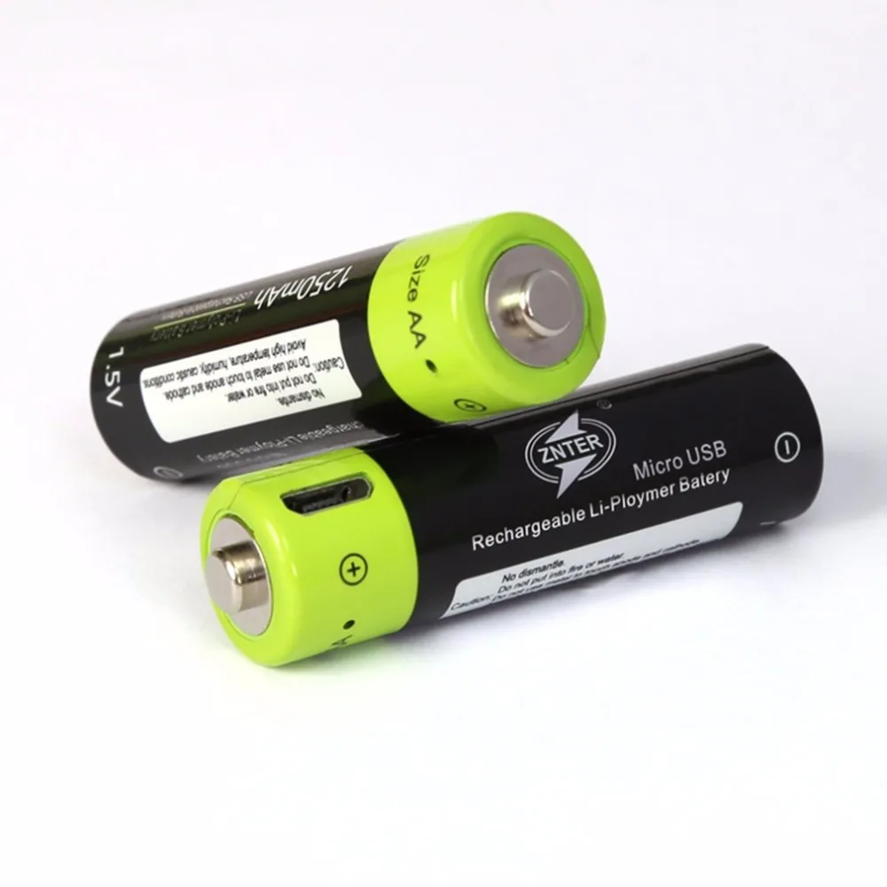 ZNTER 2 шт. Универсальный AA 1 5 В 1250 мАч USB Перезаряжаемые литий-полимерный Батарея