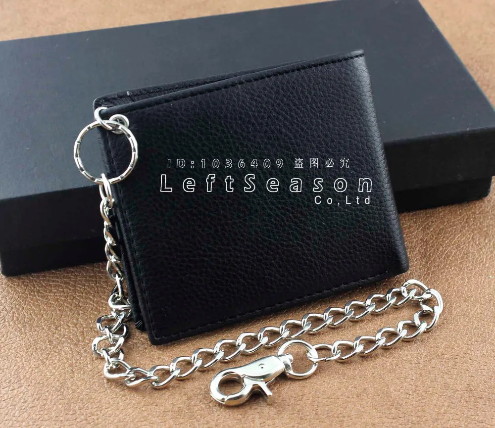Мужской простой кожаный кошелек с цепочкой для мальчиков Байкерский подарок эмо