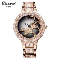 Rotate Leopard Luxury Davena Lady Women's Watch Elegant Rhinestone Fashion Hours Dress Bracelet Panther Girl's Party Gift Box