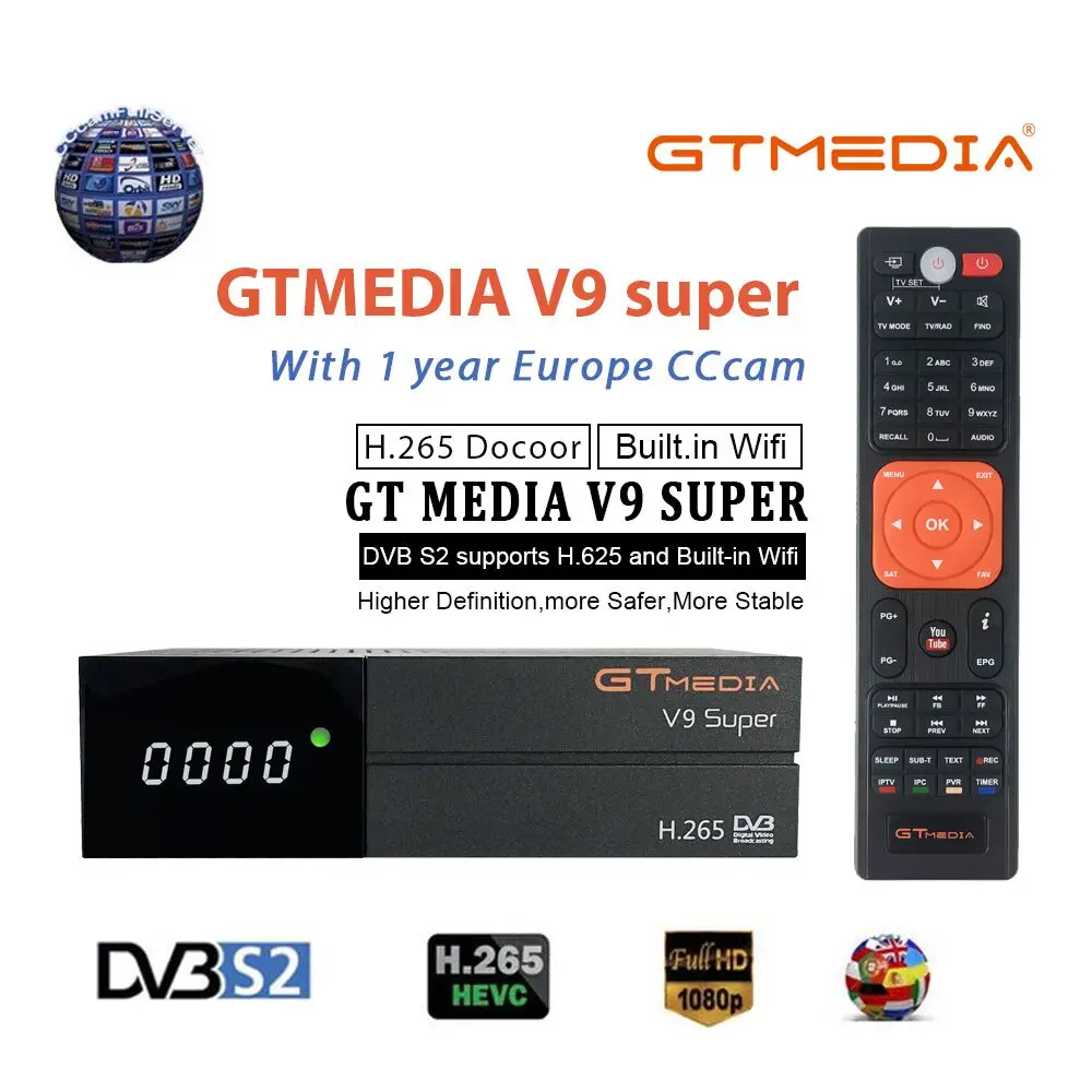 GTMedia V9 Супер Спутниковый ресивер bult-в WiFi с 1 год Испания Европа Cccam Клайн Full HD DVB-S2/S Freesat V9 супер рецепторов