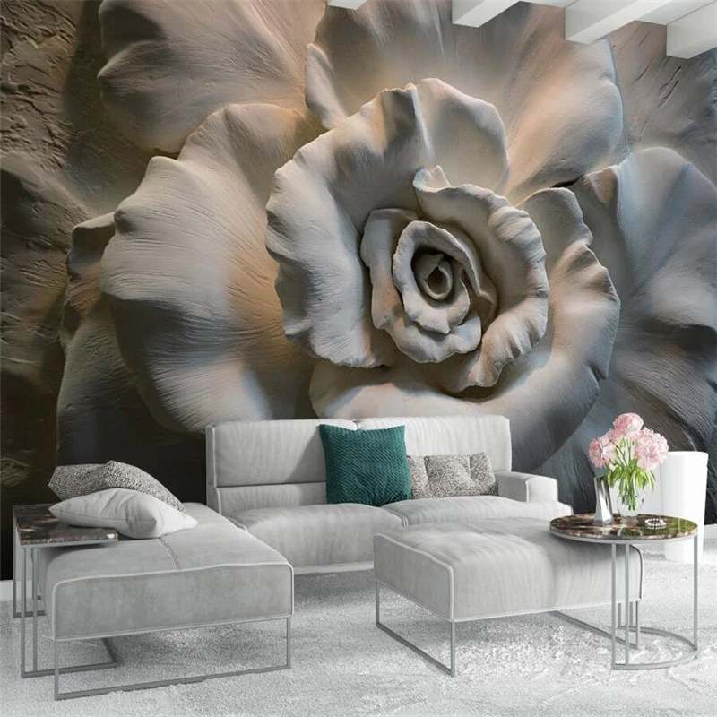 

wellyu 3D embossed rose TV sofa wall custom large mural green wallpaper papel de parede para quarto
