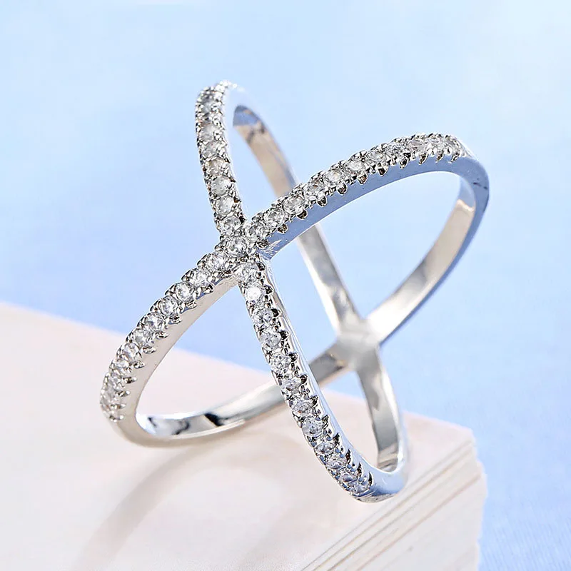 Модные кольца Роскошные AAA кубический цирконий микро проложить Установка