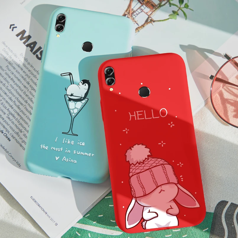 Милый чехол для huawei Honor 8x, силиконовый чехол, 3D рельеф, противоударный бампер для huawei Honor 9 10 Lite Y6 Y9, чехол