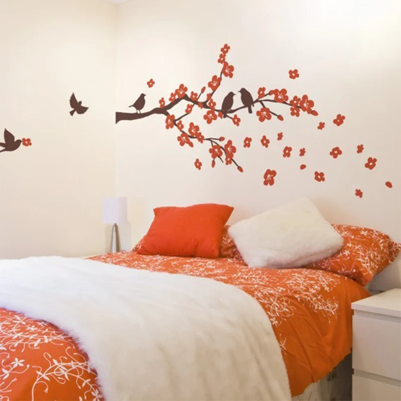 

New Cherry Blossom Branch with Birds - Kids Vinyl Wall Sticker Decal Set Wall Decals Removable Nursery Baby Bedroom Decor Home D