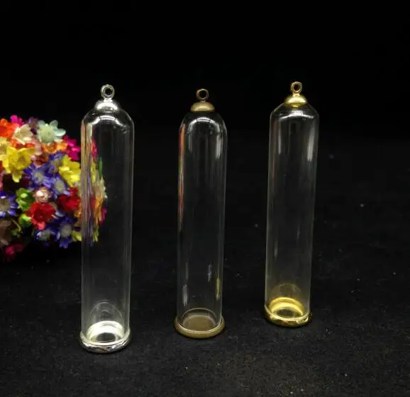 

5pcs 60*12mm bell jars shape glass globe setting base 6mm cap set glass cover dome vial pendant findings handmade diy necklace